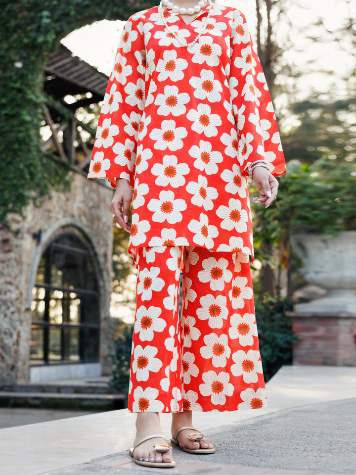 Lawn Orange Stitched Suit - J. Junaid Jamshed