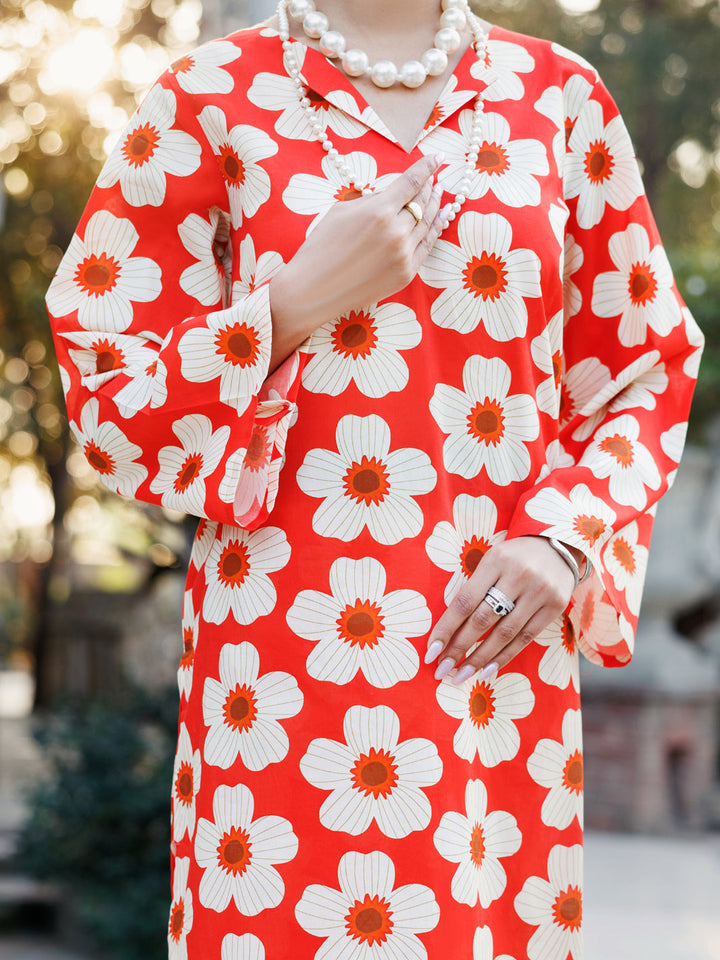 Lawn Orange Stitched Suit - J. Junaid Jamshed