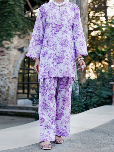 Lawn Light Purple Stitched Suit - J. Junaid Jamshed