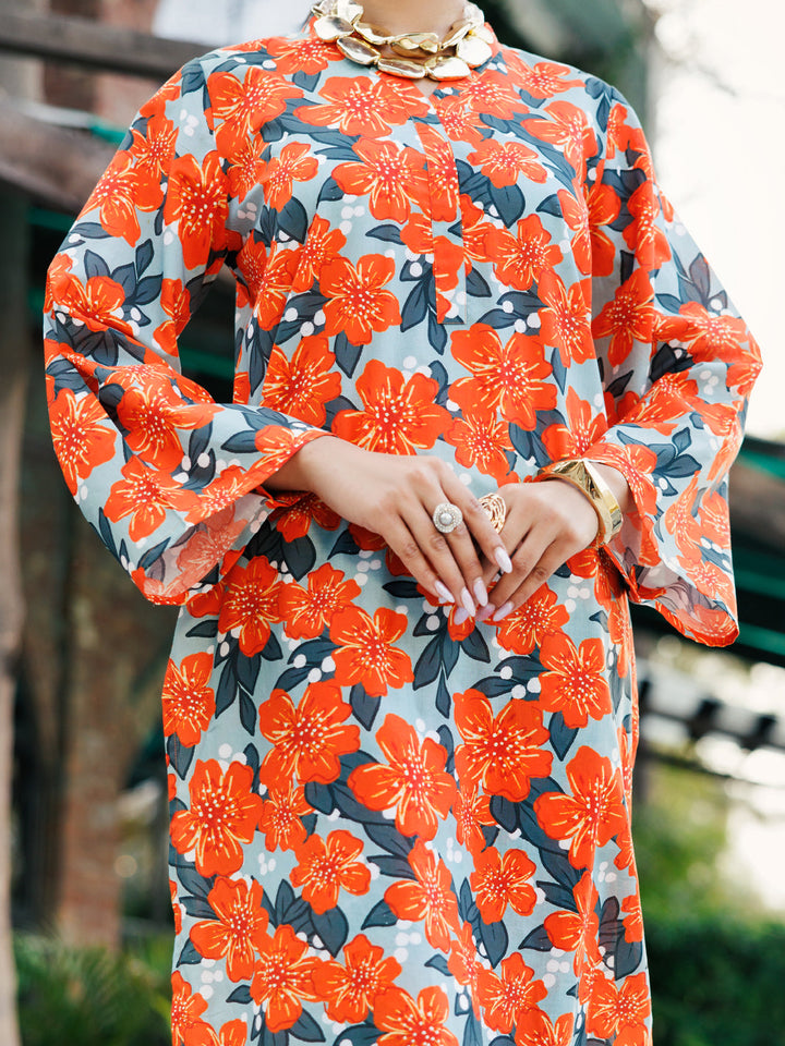Lawn Orange Stitched Suit - J. Junaid Jamshed