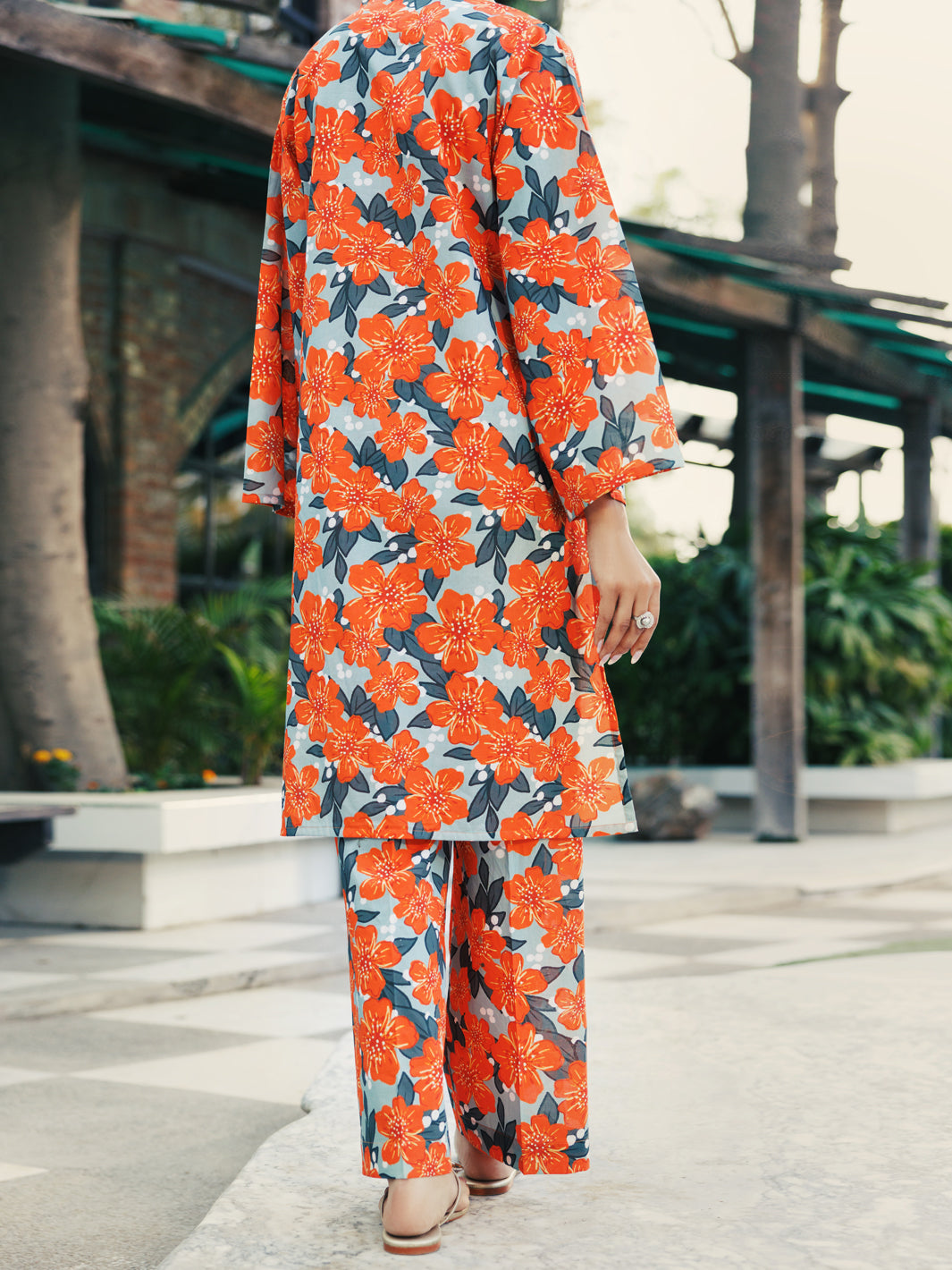 Lawn Orange Stitched Suit - J. Junaid Jamshed