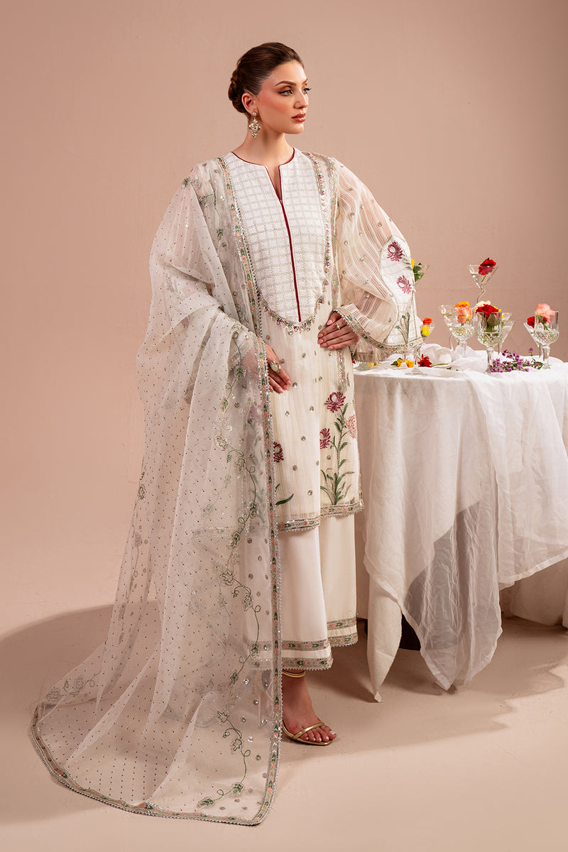 Woven Organza White Stitched Suit - Vanya