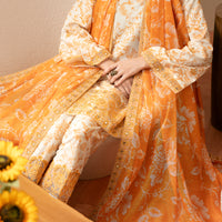 Poly Lawn Cream Stitched Suit - Almirah