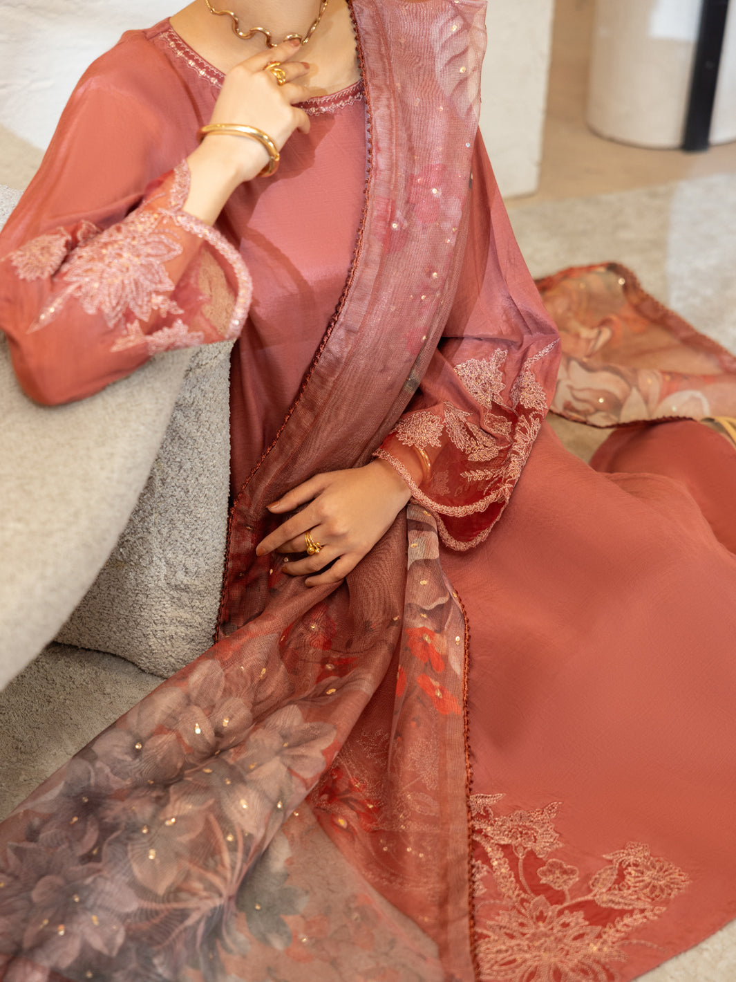 Sheesha Silk Pink Stitched Suit - J. Junaid Jamshed