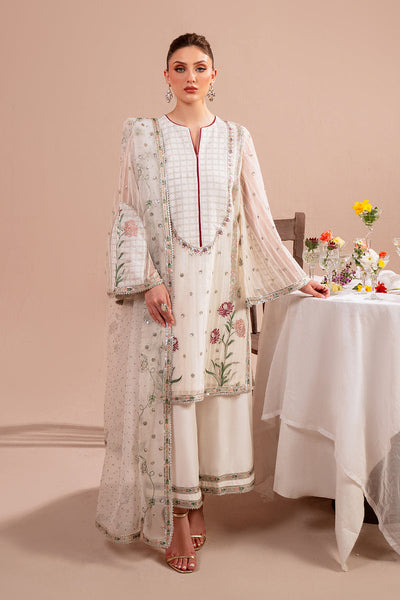 Woven Organza White Stitched Suit - Vanya