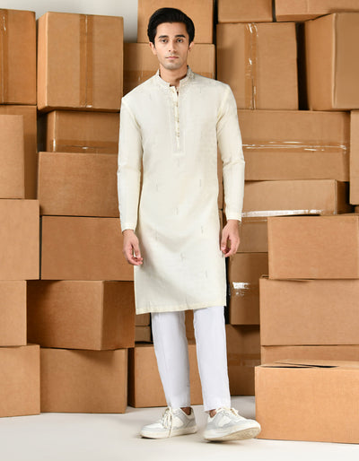 Blended Cream Special Kurta - J. Junaid Jamshed