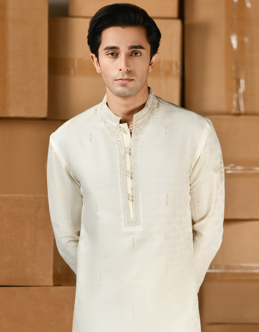 Blended Cream Special Kurta - J. Junaid Jamshed