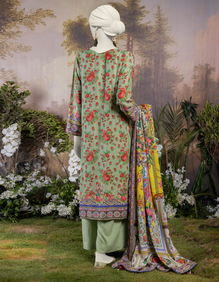 Linen Green Stitched Suit - J. Junaid Jamshed