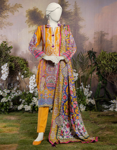 Linen Yellow Stitched Suit - J. Junaid Jamshed