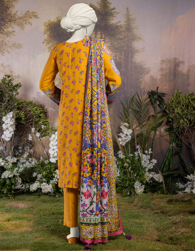 Linen Yellow Stitched Suit - J. Junaid Jamshed