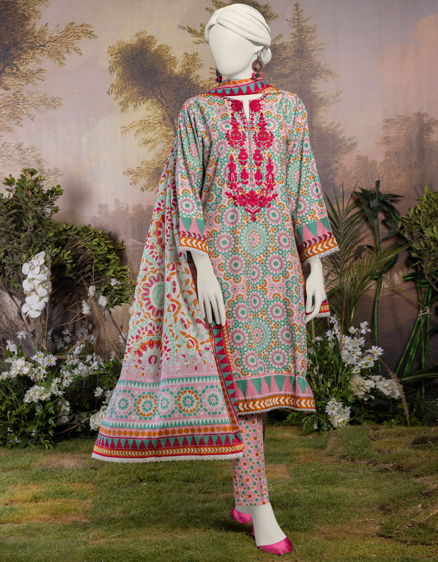 Lawn Pink Stitched Suit - J. Junaid Jamshed