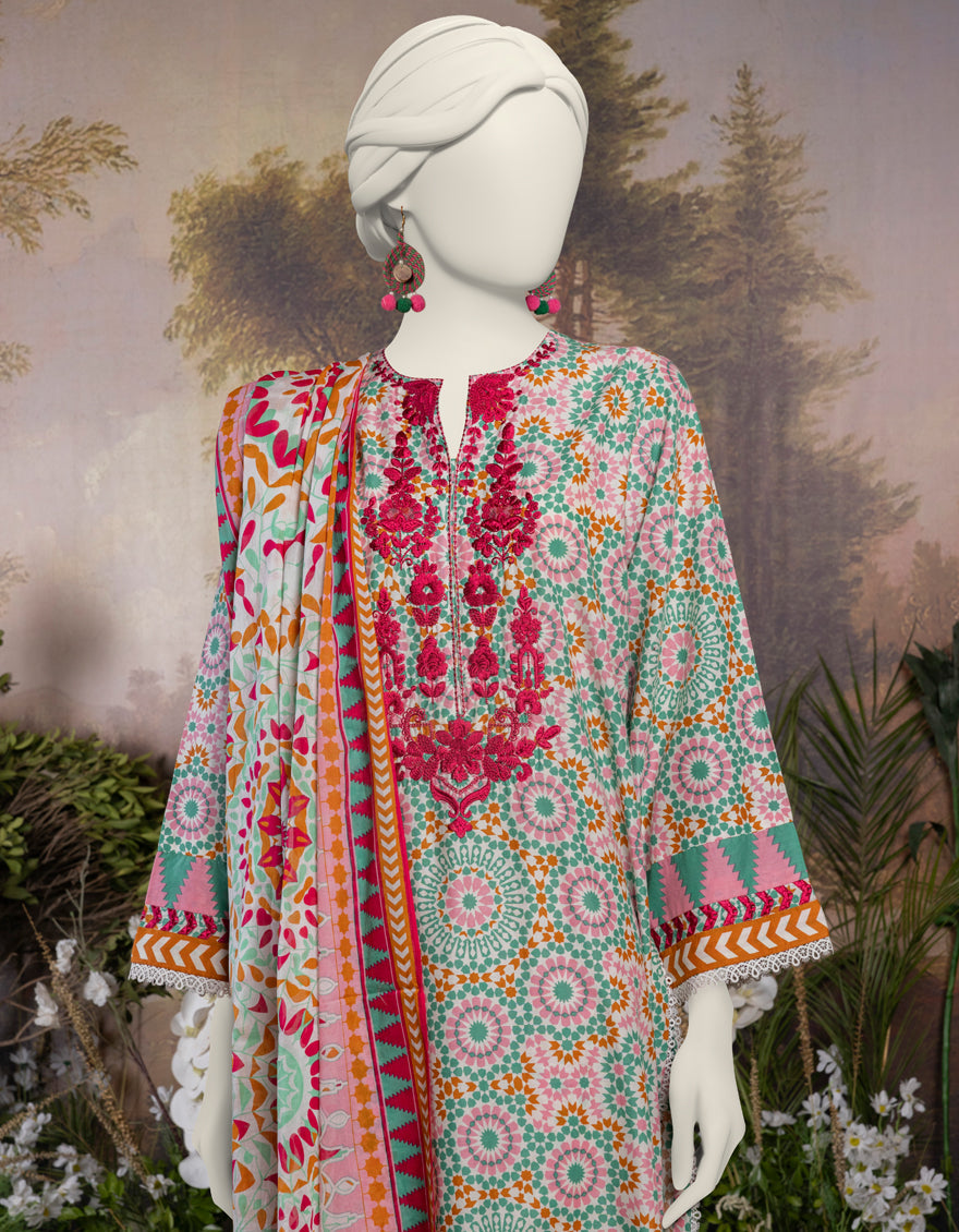 Lawn Pink Stitched Suit - J. Junaid Jamshed