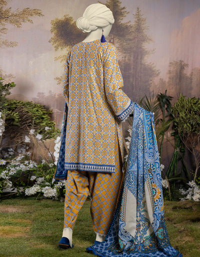 Printed Yellow Stitched Suit - J. Junaid Jamshed