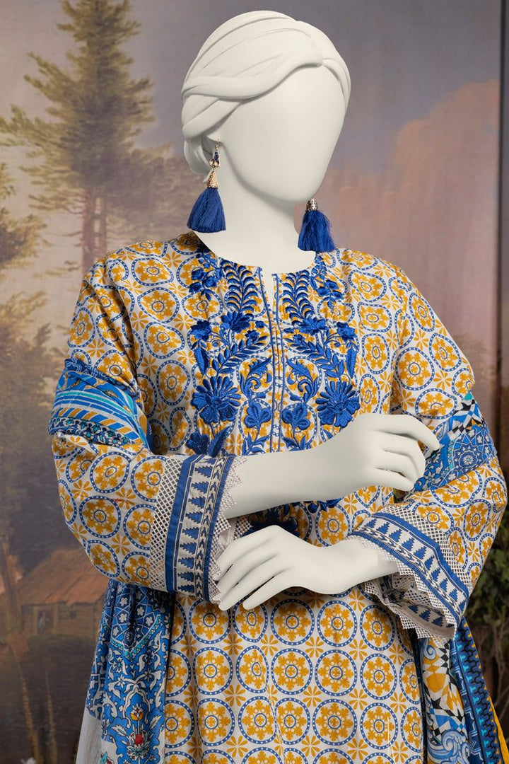 Printed Yellow Stitched Suit - J. Junaid Jamshed