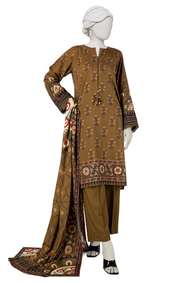 Linen Mehndi Stitched Suit - J. Junaid Jamshed