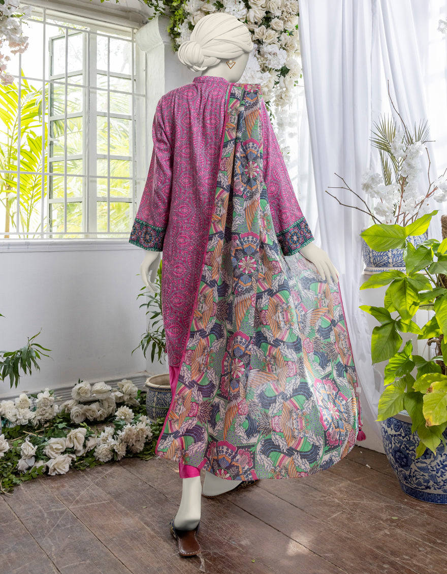 Printed Pink Stitched Suit - J. Junaid Jamshed