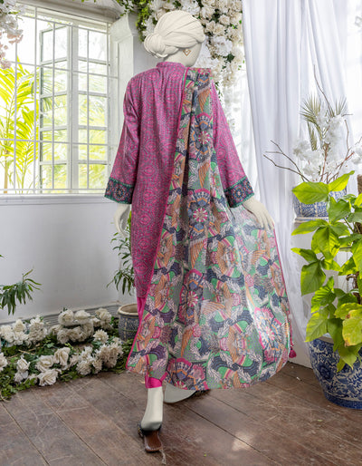 Printed Pink Stitched Suit - J. Junaid Jamshed