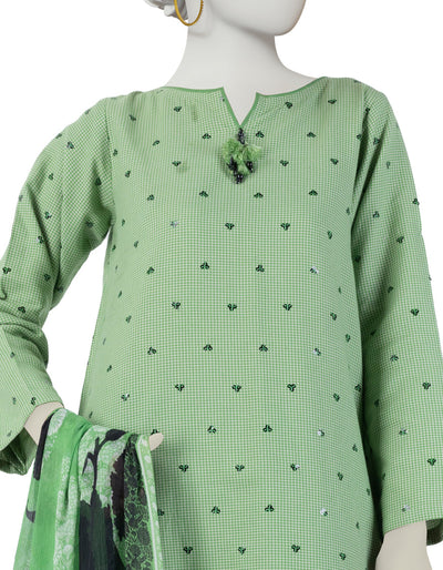 Dobby Green Stitched Suit - J. Junaid Jamshed