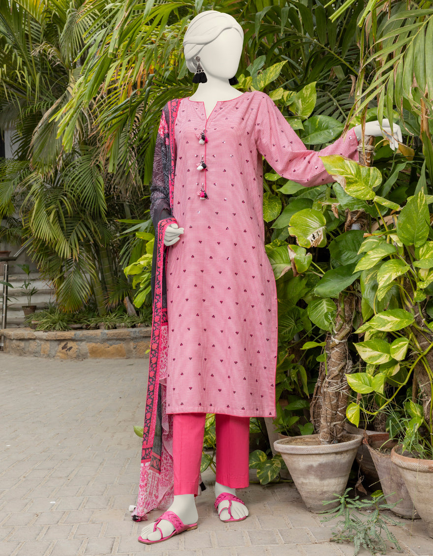 Dobby Red Unstitched Suit - J. Junaid Jamshed