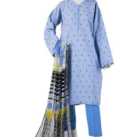 Dobby Blue Stitched Suit - J. Junaid Jamshed