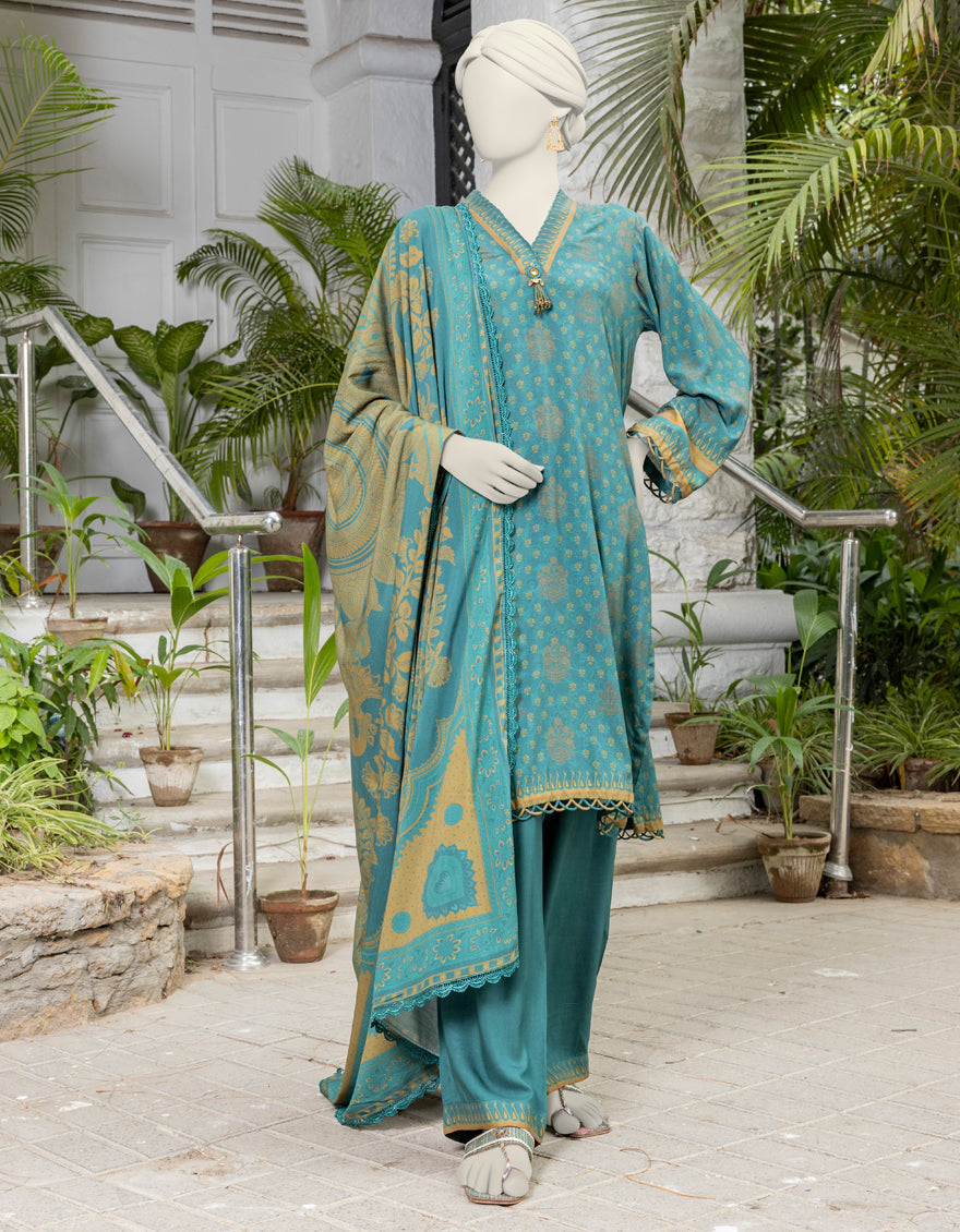 Viscose Green Unstitched Suit - J. Junaid Jamshed