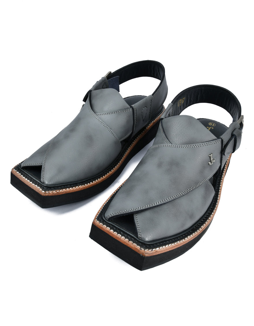 High Chrome Grey Peshawari Chappal - J. Junaid Jamshed