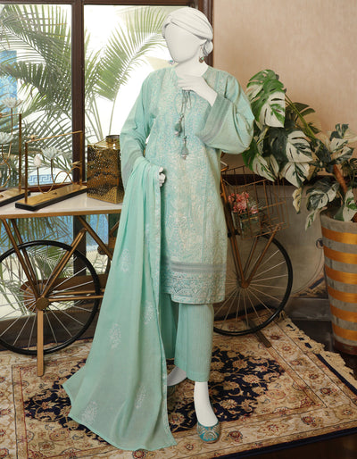 Textured Blue Stitched Suit - J. Junaid Jamshed