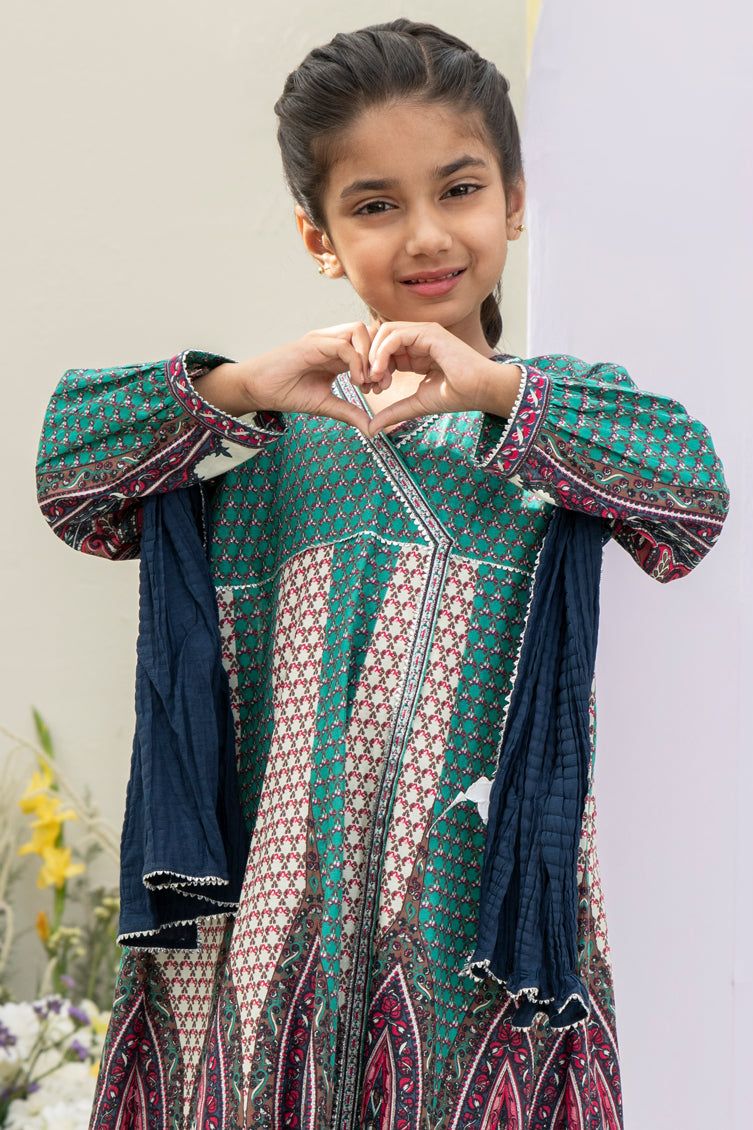 Lawn Green Stitched Suit - J. Junaid Jamshed