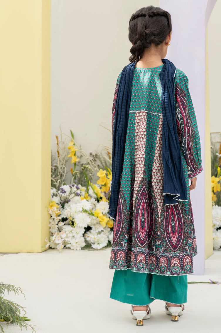 Lawn Green Stitched Suit - J. Junaid Jamshed