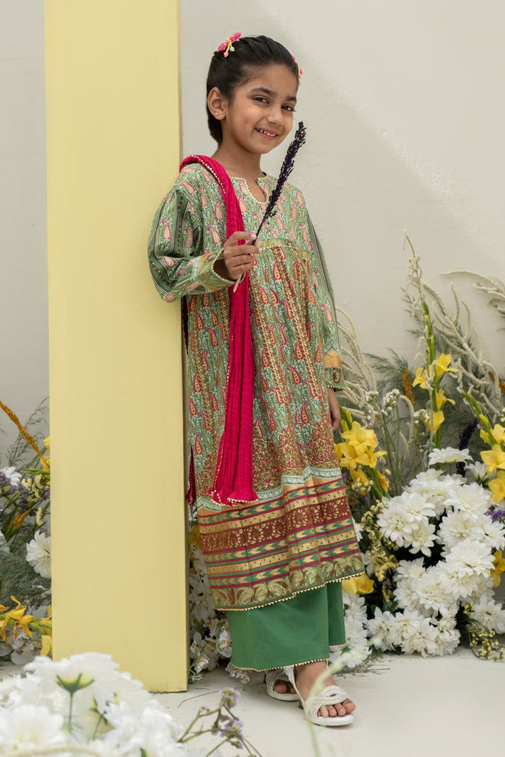 Lawn Green Stitched Suit - J. Junaid Jamshed