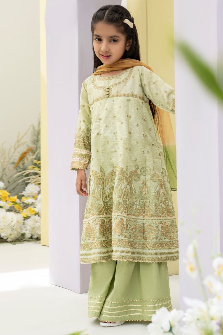 Lawn Green 3 Piece Stitched Suit - J. Junaid Jamshed