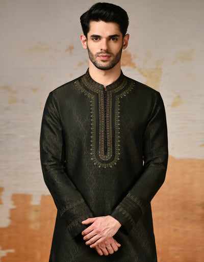 Polyester Green Special Kurta - J. Junaid Jamshed