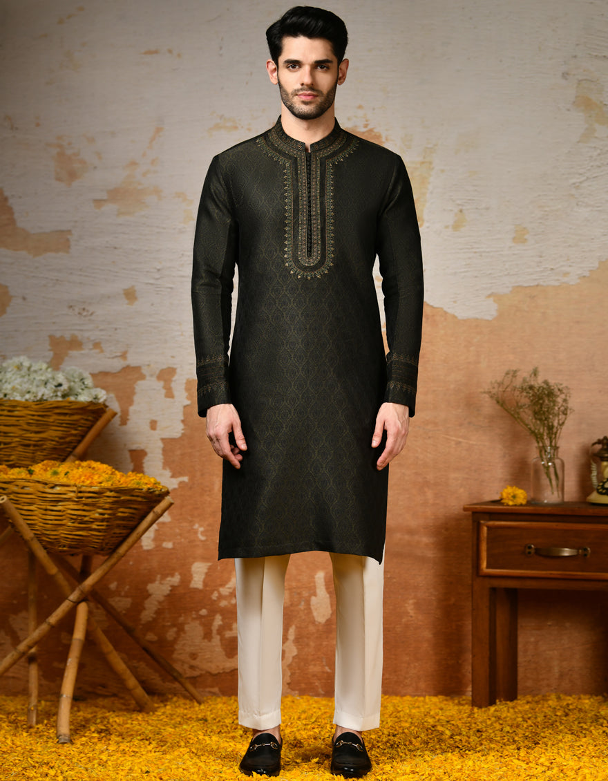 Polyester Green Special Kurta - J. Junaid Jamshed