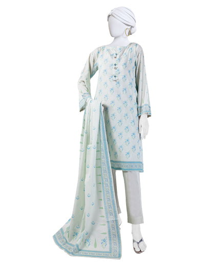 Lawn White 3 Piece Stitched Suit - J. Junaid Jamshed