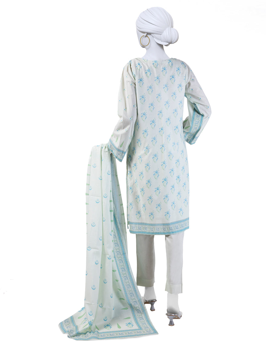 Lawn White 3 Piece Stitched Suit - J. Junaid Jamshed