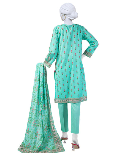 Lawn Green 3 Piece Stitched Suit - J. Junaid Jamshed