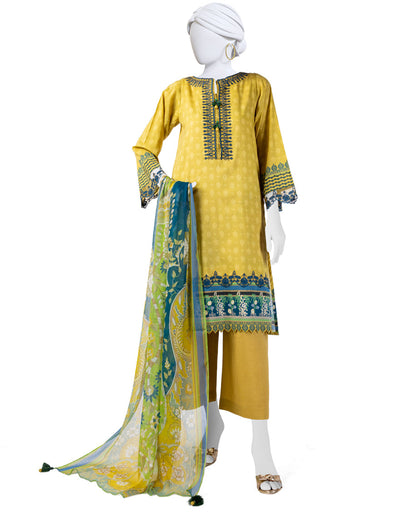 Lawn Brown 2 Piece Stitched Suit - J. Junaid Jamshed