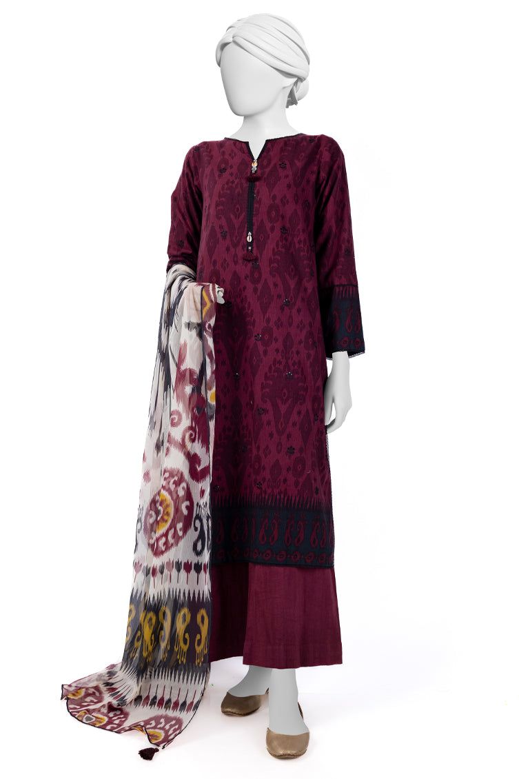 Cambric Grey Stitched Suit - J. Junaid Jamshed