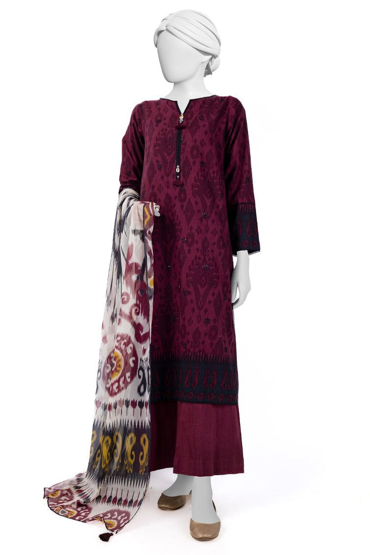 Cambric Grey Stitched Suit - J. Junaid Jamshed