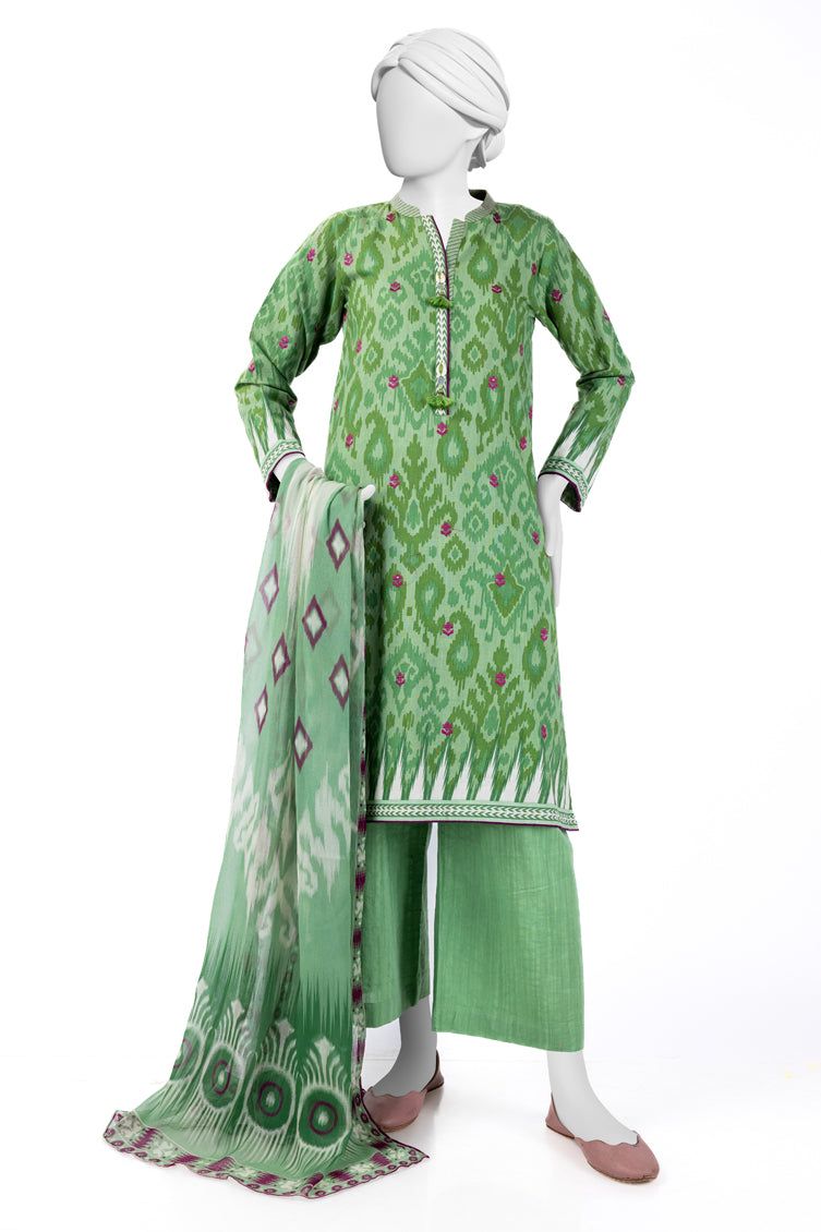 Khaddar Green Stitched Suit - J. Junaid Jamshed
