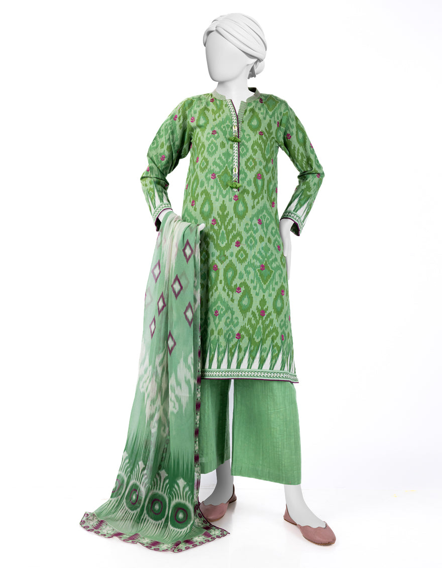 Khaddar Green Stitched Suit - J. Junaid Jamshed