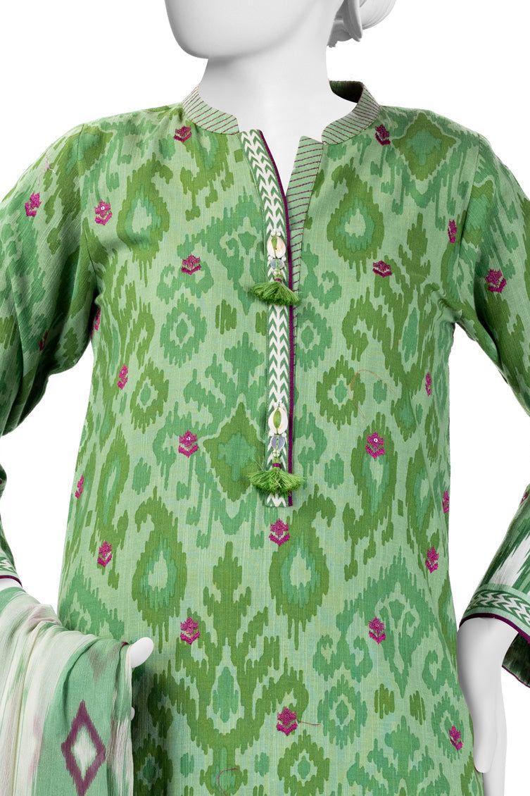 Khaddar Green Stitched Suit - J. Junaid Jamshed