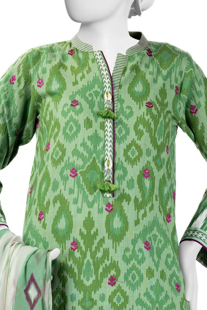 Khaddar Green Stitched Suit - J. Junaid Jamshed