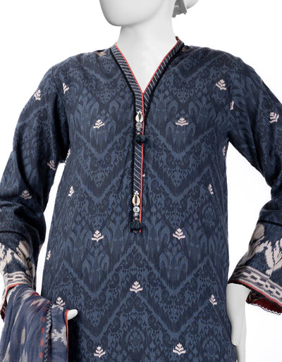 Khaddar Grey Stitched Suit - J. Junaid Jamshed