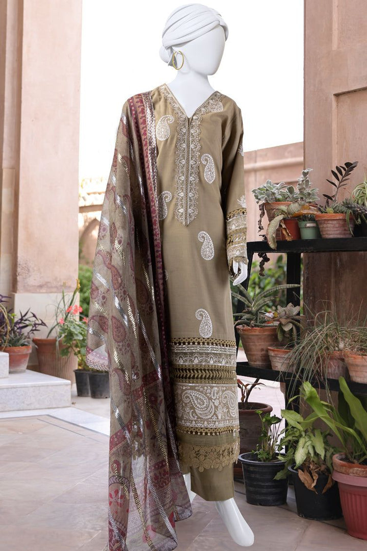 Lawn Green Stitched Suit - J. Junaid Jamshed