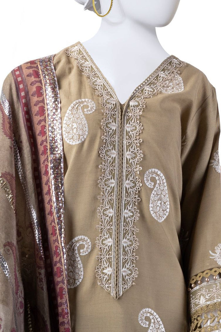 Lawn Green Stitched Suit - J. Junaid Jamshed