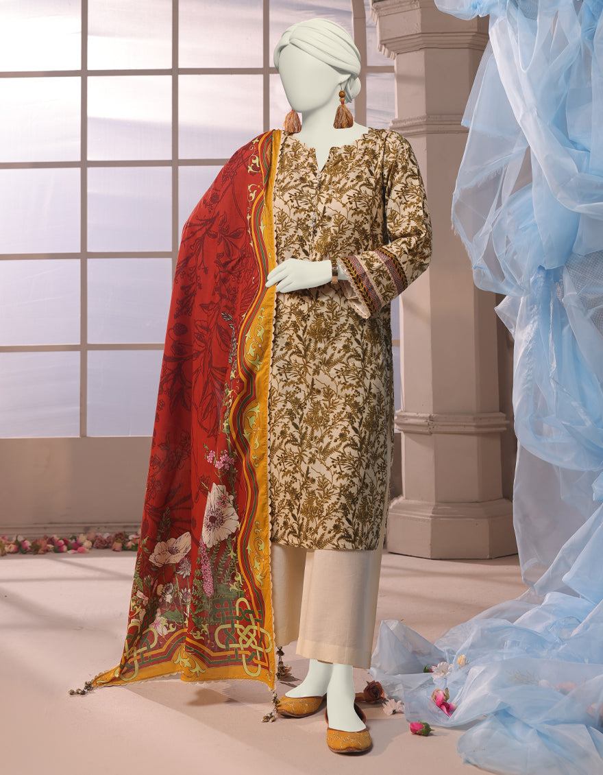 Cambric Multi Unstitched Suit - J. Junaid Jamshed