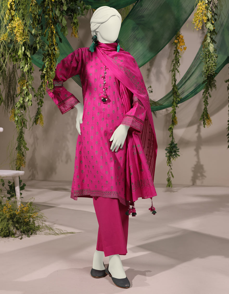 Jacquard Pink Unstitched Suit - J. Junaid Jamshed