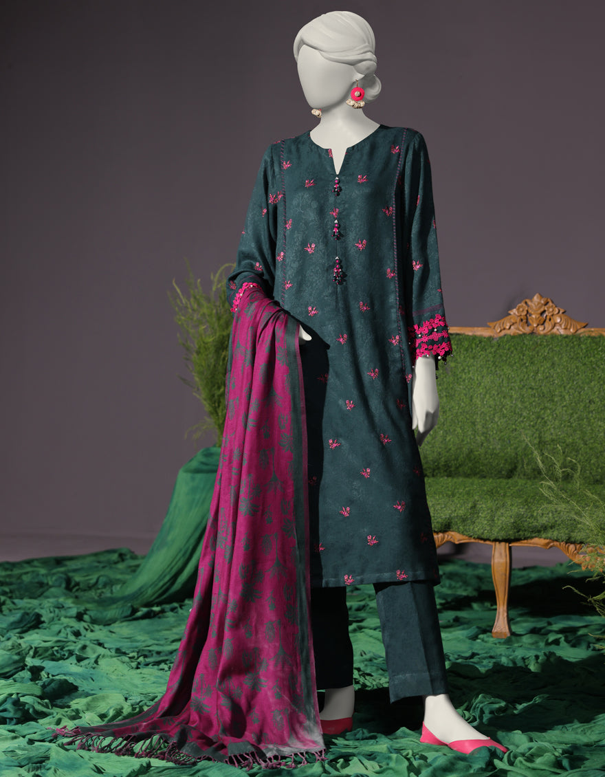 Viscose Green Unstitched Suit - J. Junaid Jamshed