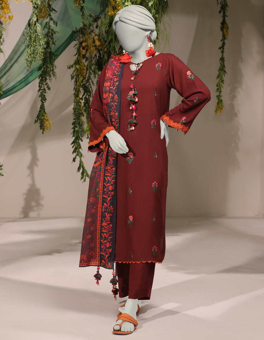 Linen Brown Unstitched Suit - J. Junaid Jamshed